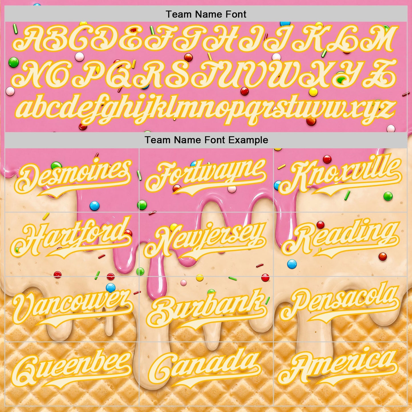 Custom Light Pink Cream-Gold Ice Cream Waffle Foodie Dessert Authentic Baseball Jersey view 5