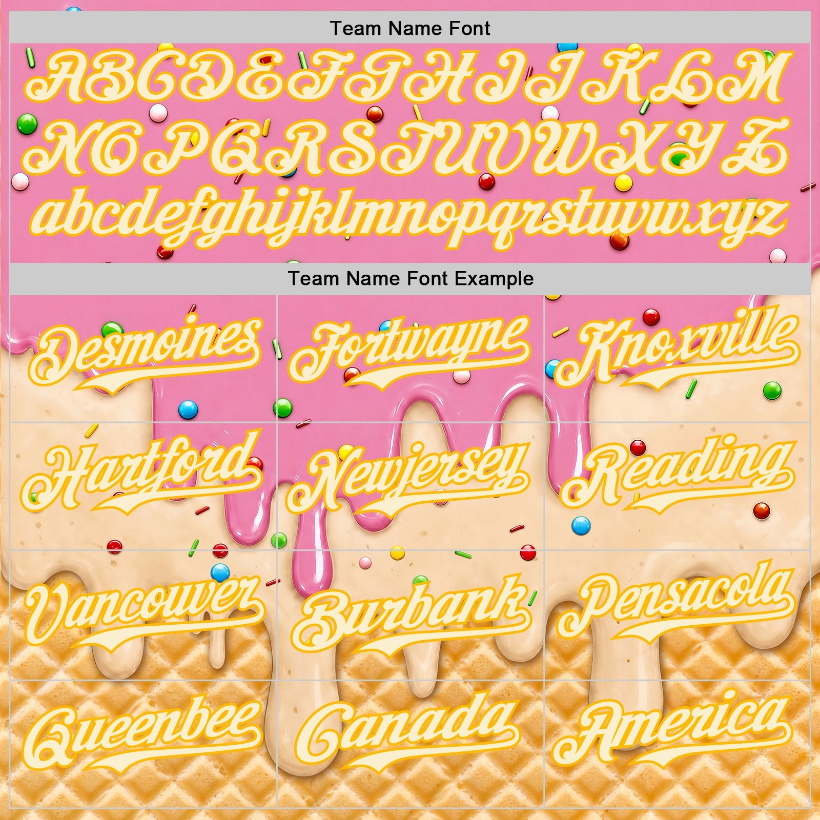 Custom Light Pink Cream-Gold Ice Cream Waffle Foodie Dessert Authentic Baseball Jersey view 5