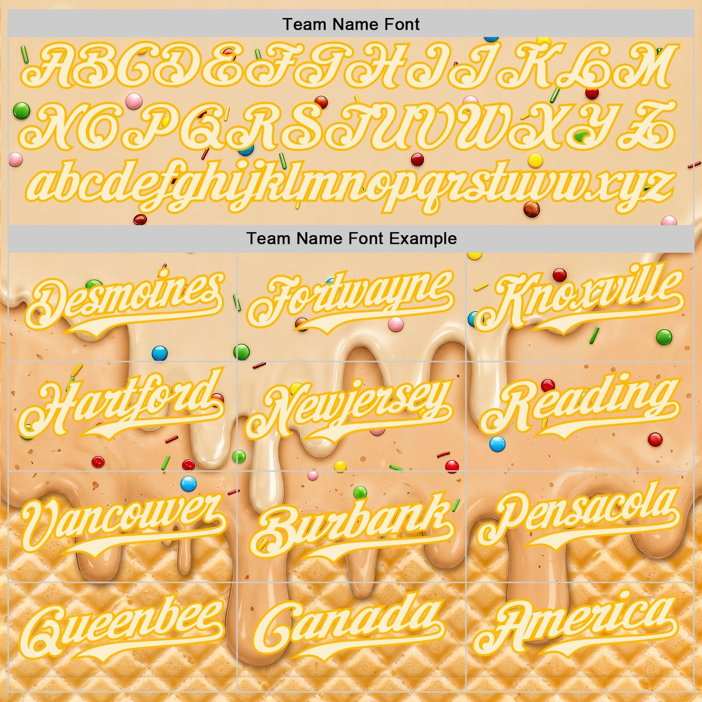 Custom Cream-Gold Ice Cream Waffle Foodie Dessert Authentic Baseball Jersey view 5