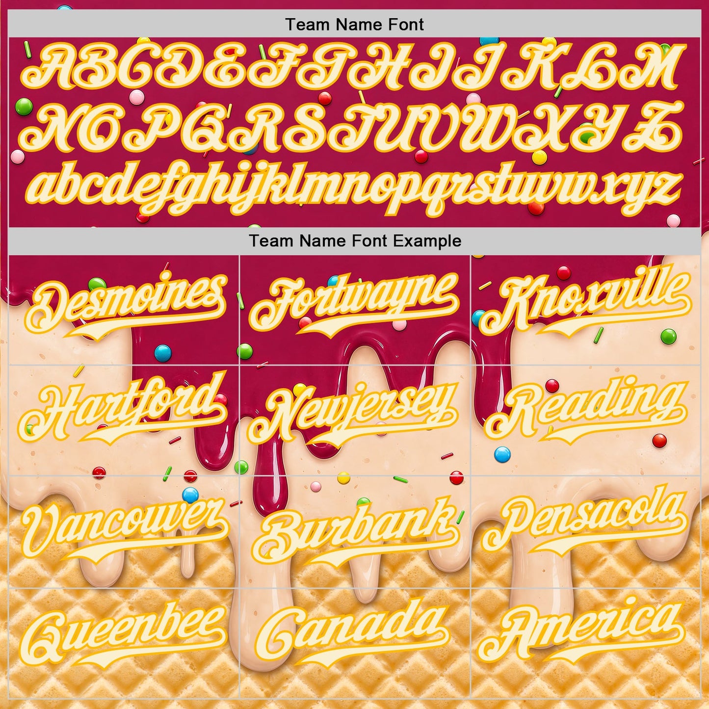 Custom Maroon Cream-Gold Ice Cream Waffle Foodie Dessert Authentic Baseball Jersey view 5