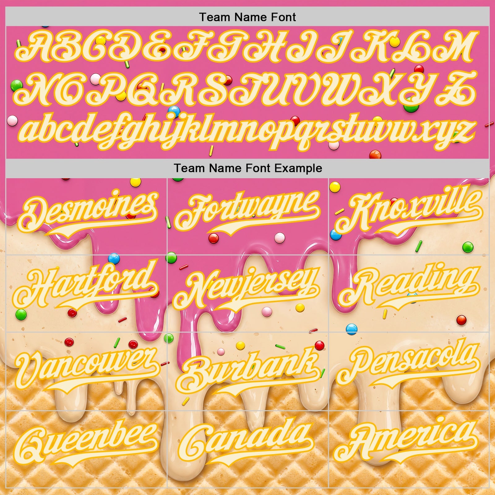 Custom Pink Cream-Gold Ice Cream Waffle Foodie Dessert Authentic Baseball Jersey view 5