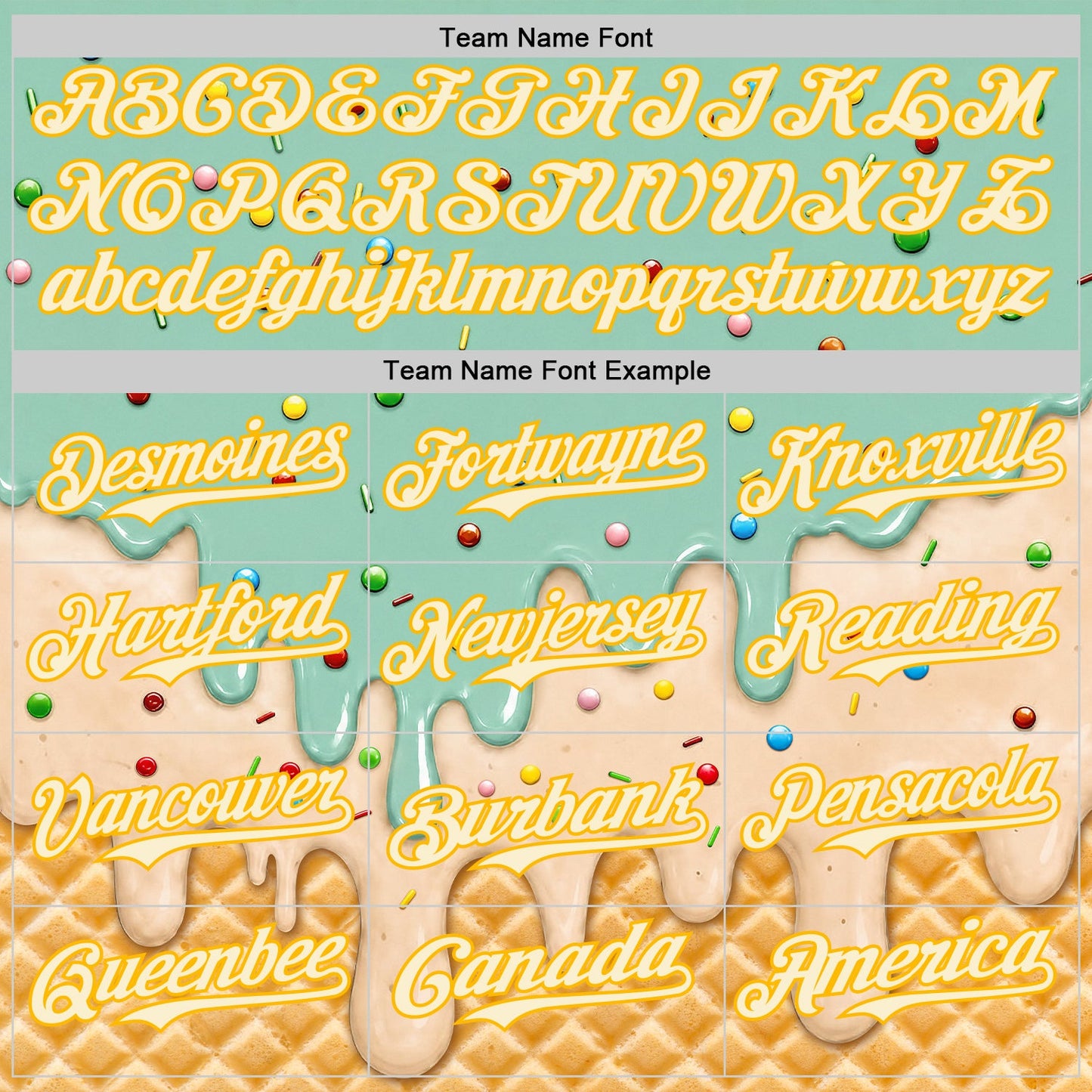Custom Ice Blue Cream-Gold Ice Cream Waffle Foodie Dessert Authentic Baseball Jersey view 5