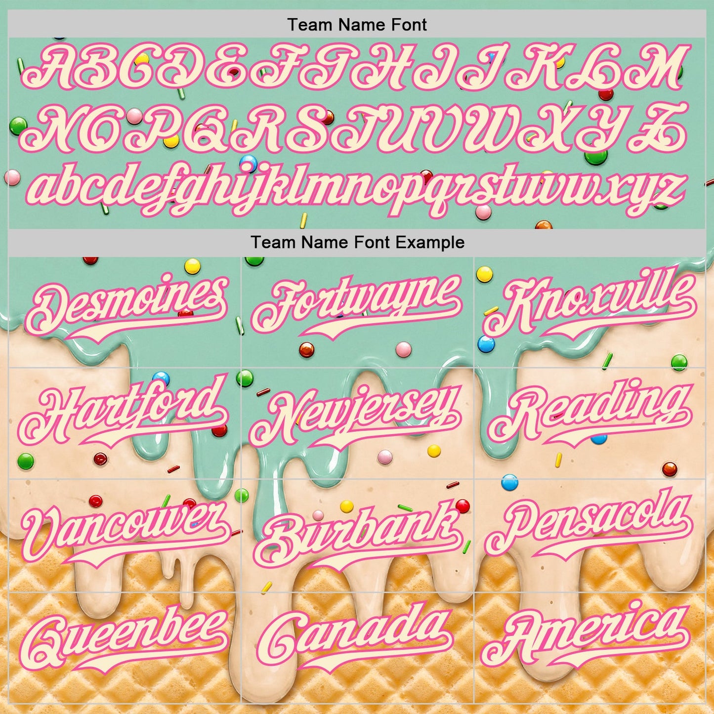 Custom Ice Blue Cream-Pink Ice Cream Waffle Foodie Dessert Authentic Baseball Jersey view 5