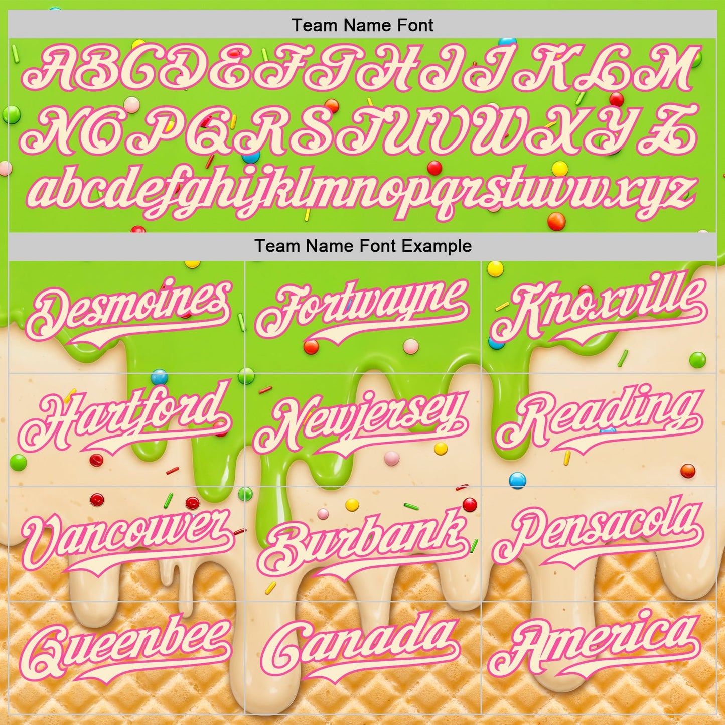 Custom Neon Green Cream-Pink Ice Cream Waffle Foodie Dessert Authentic Baseball Jersey view 5