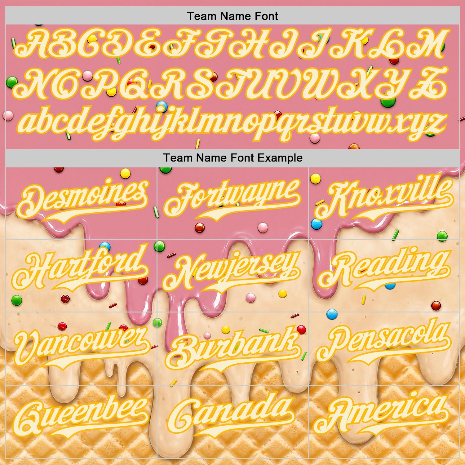 Custom Medium Pink Cream-Gold Ice Cream Waffle Foodie Dessert Authentic Baseball Jersey view 5