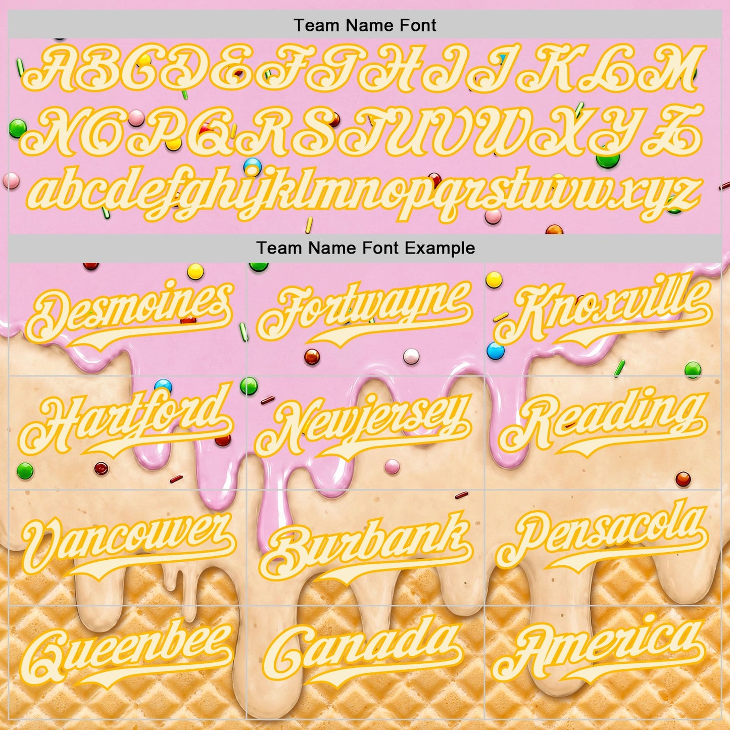 Custom Light Pink Cream-Gold Ice Cream Waffle Foodie Dessert Authentic Baseball Jersey view 5
