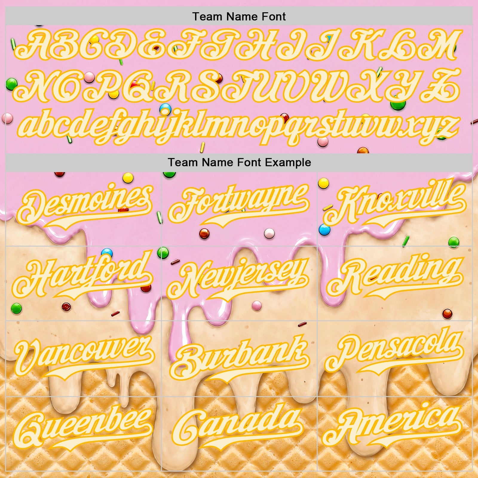 Custom Light Pink Cream-Gold Ice Cream Waffle Foodie Dessert Authentic Baseball Jersey view 5