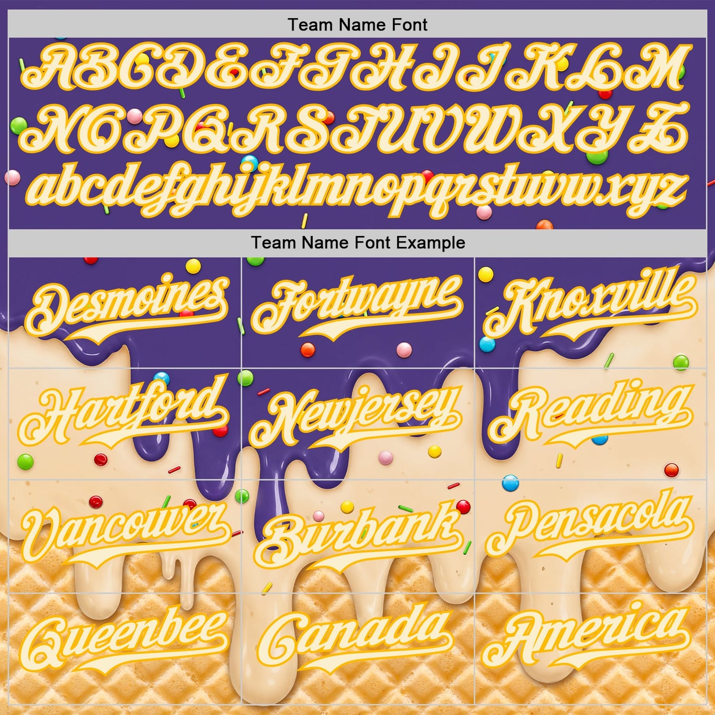 Custom Purple Cream-Gold Ice Cream Waffle Foodie Dessert Authentic Baseball Jersey view 5