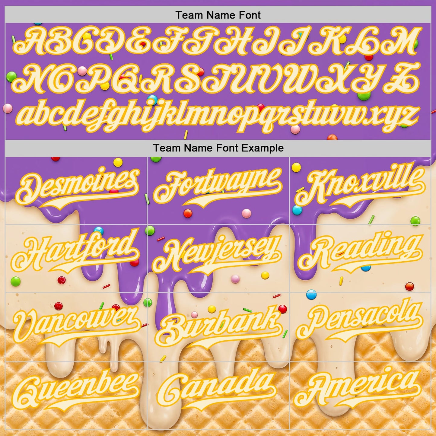 Custom Medium Purple Cream-Gold Ice Cream Waffle Foodie Dessert Authentic Baseball Jersey view 5