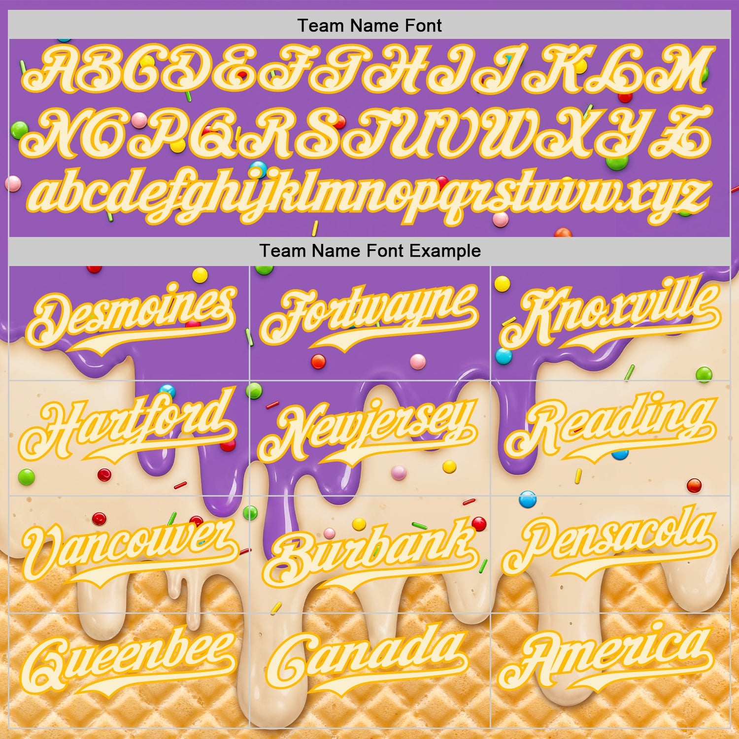 Custom Medium Purple Cream-Gold Ice Cream Waffle Foodie Dessert Authentic Baseball Jersey view 5