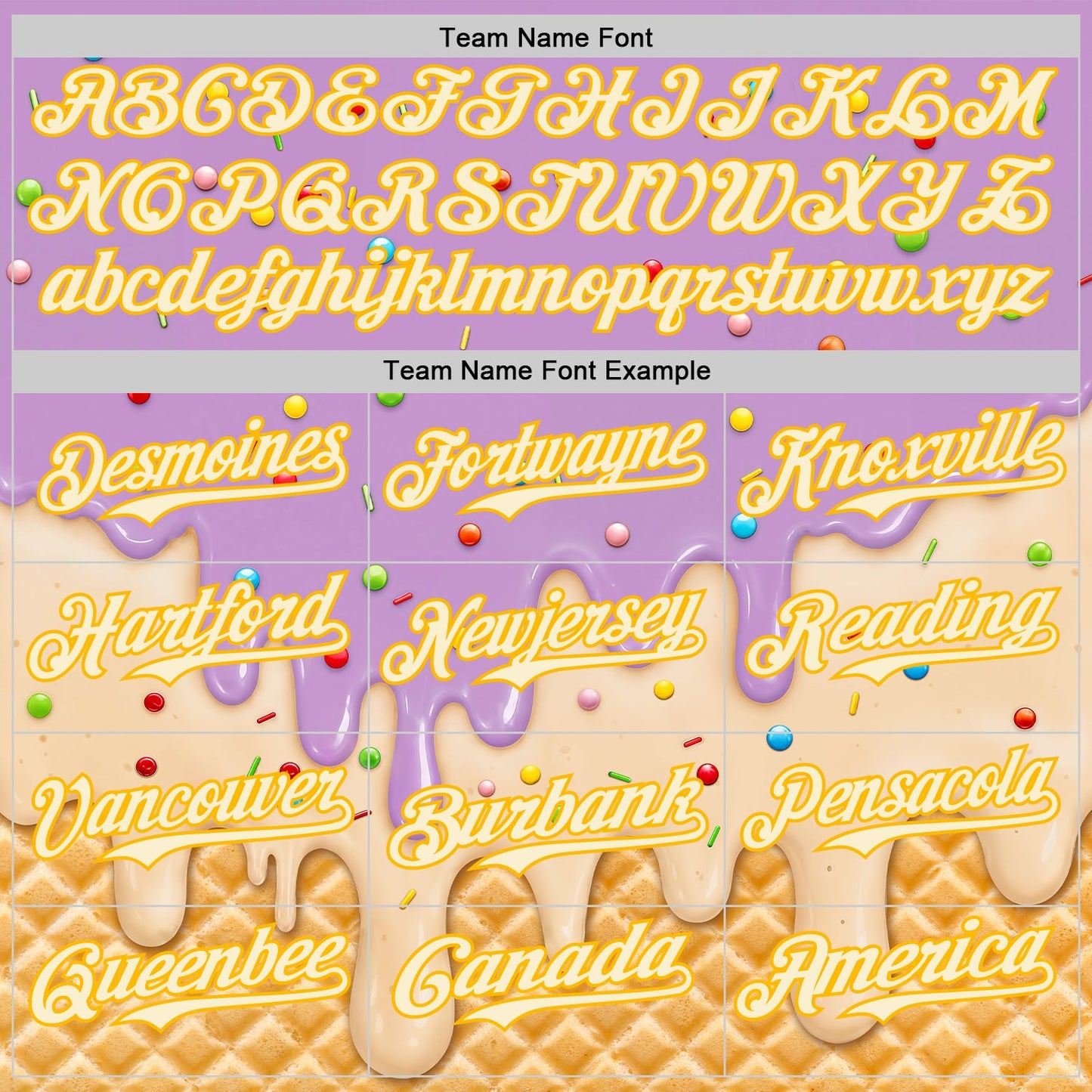 Custom Light Purple Cream-Gold Ice Cream Waffle Foodie Dessert Authentic Baseball Jersey view 5