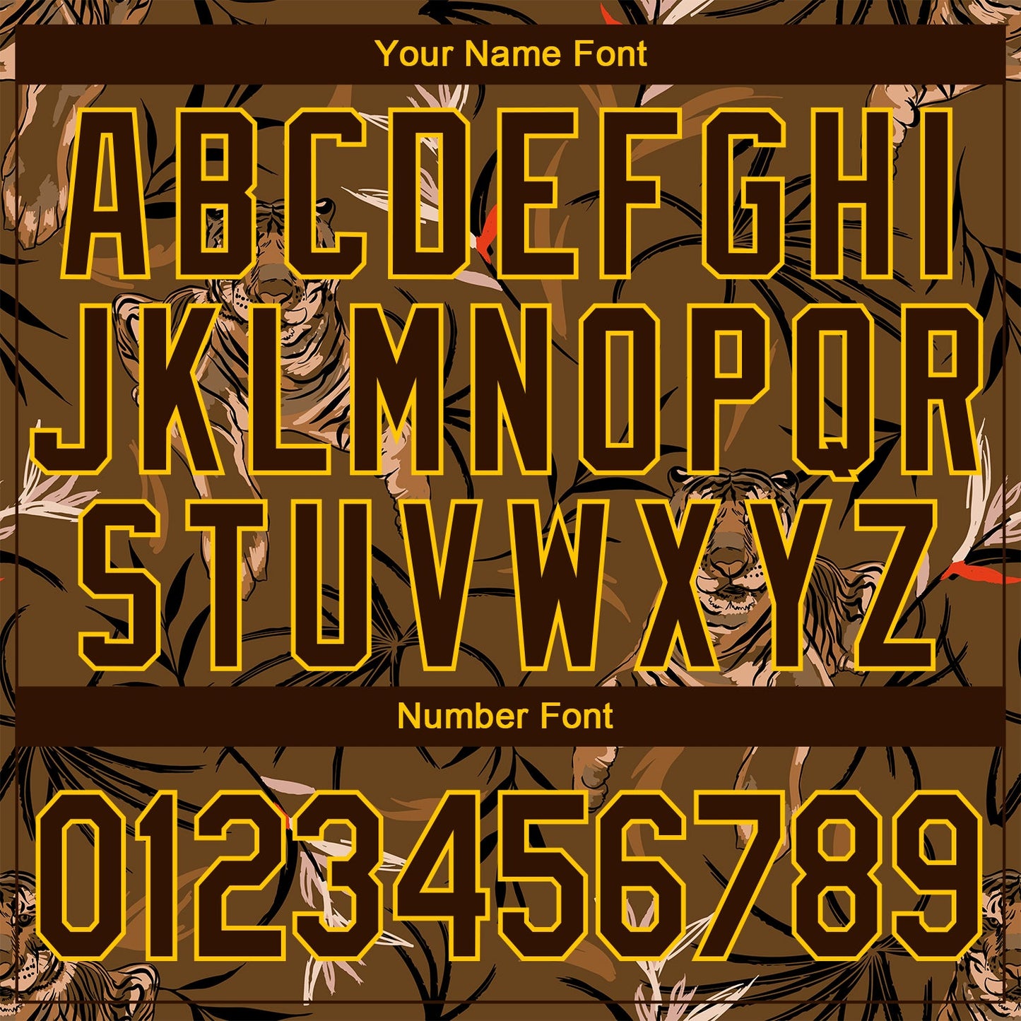 Custom Stitched Brown Yellow 3D Pattern Design Tiger And Plants Sports Pullover Sweatshirt Hoodie view 4