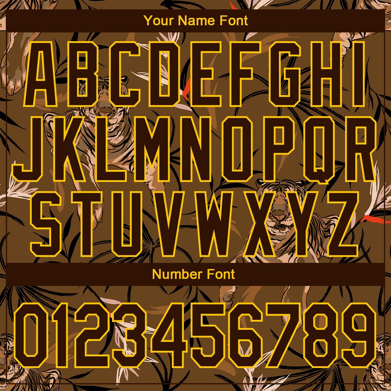 Custom Stitched Brown Yellow 3D Pattern Design Tiger And Plants Sports Pullover Sweatshirt Hoodie view 4