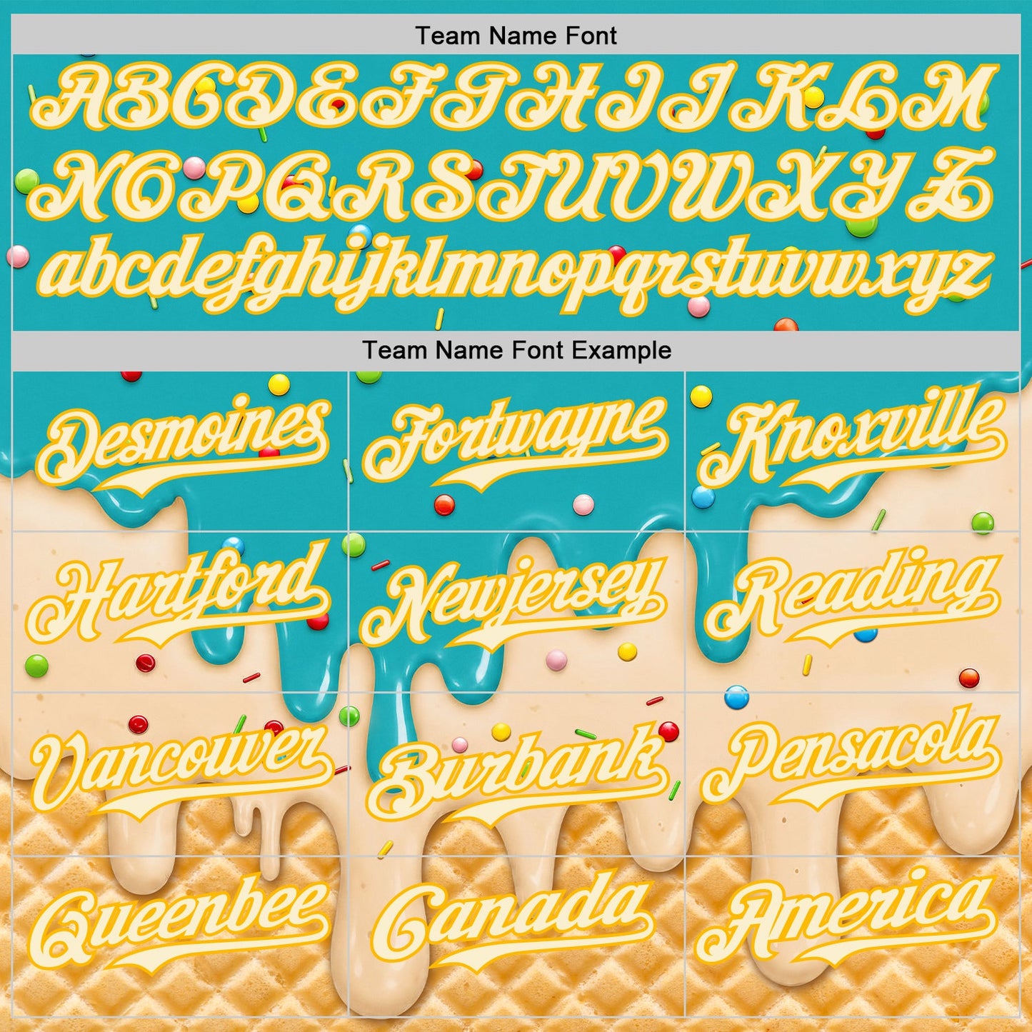Custom Aqua Cream-Gold Ice Cream Waffle Foodie Dessert Authentic Baseball Jersey view 5