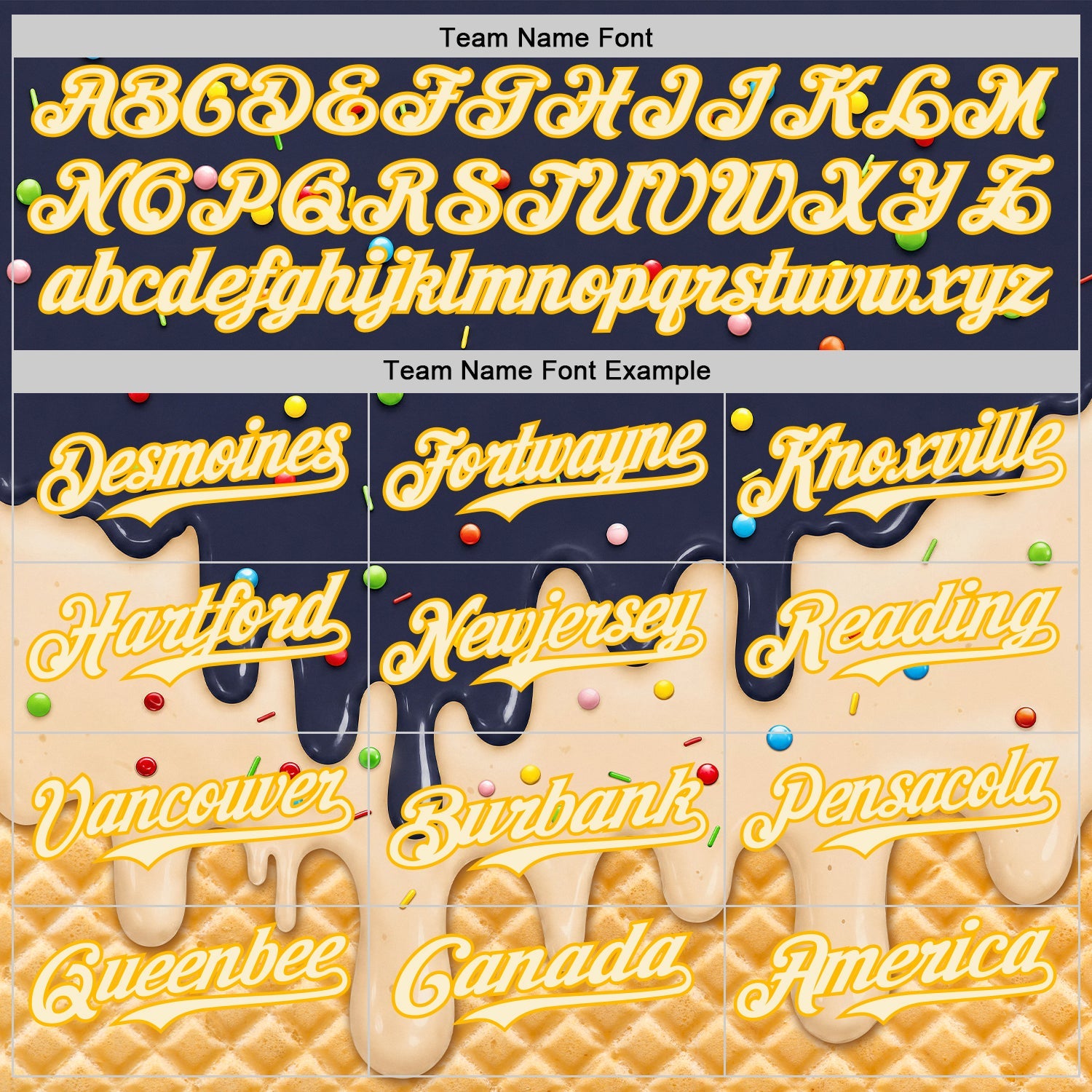Custom Navy Cream-Gold Ice Cream Waffle Foodie Dessert Authentic Baseball Jersey view 5