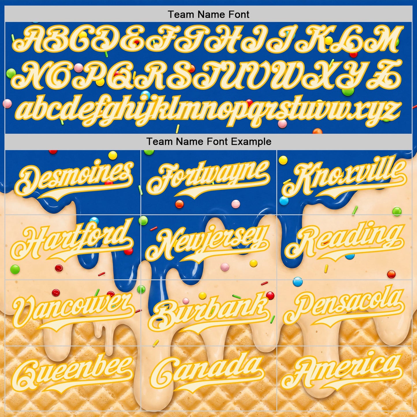 Custom Royal Cream-Gold Ice Cream Waffle Foodie Dessert Authentic Baseball Jersey view 5