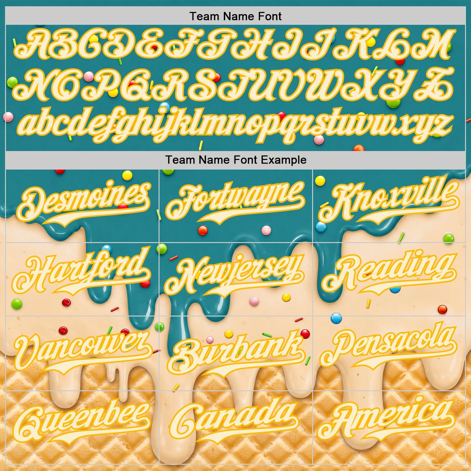 Custom Teal Cream-Gold Ice Cream Waffle Foodie Dessert Authentic Baseball Jersey view 5