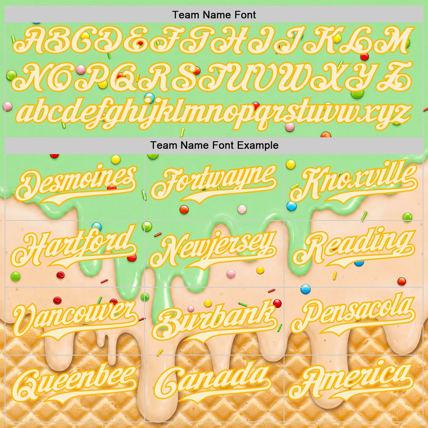 Custom Pea Green Cream-Gold Ice Cream Waffle Foodie Dessert Authentic Baseball Jersey view 5