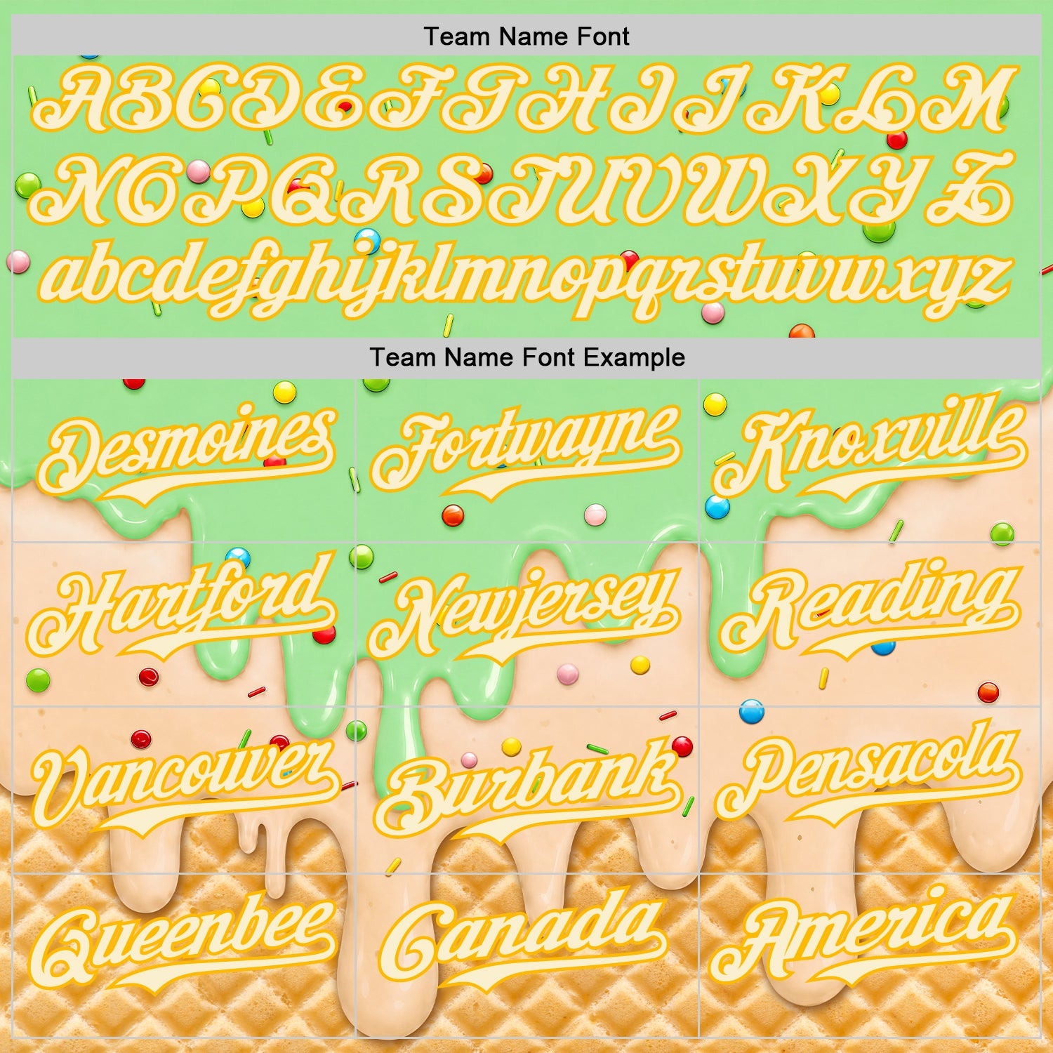 Custom Pea Green Cream-Gold Ice Cream Waffle Foodie Dessert Authentic Baseball Jersey view 5