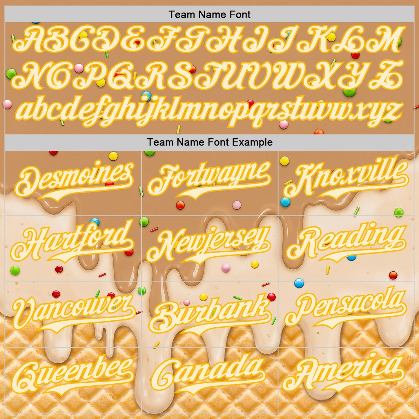 Custom Tan Cream-Gold Ice Cream Waffle Foodie Dessert Authentic Baseball Jersey view 5