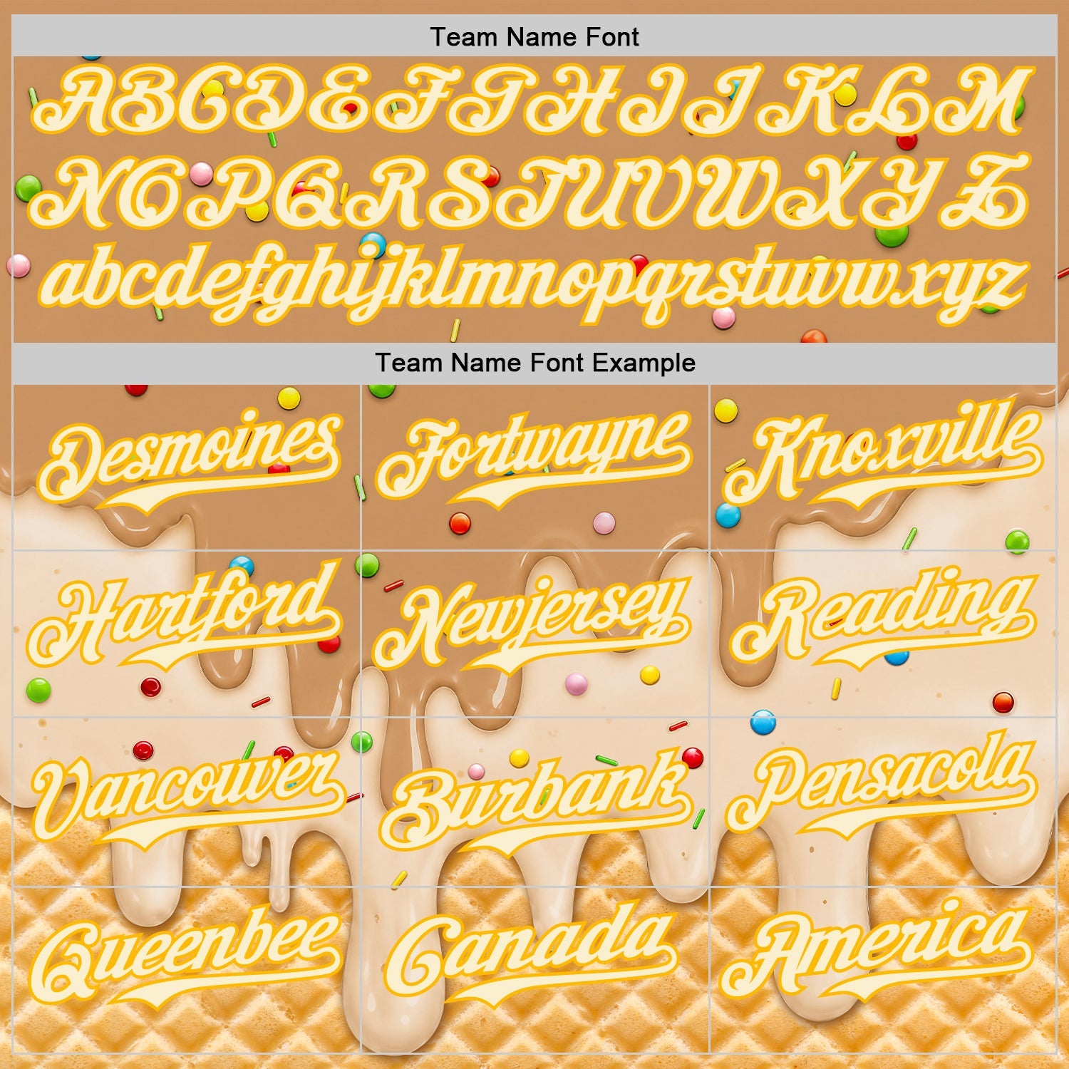 Custom Tan Cream-Gold Ice Cream Waffle Foodie Dessert Authentic Baseball Jersey view 5