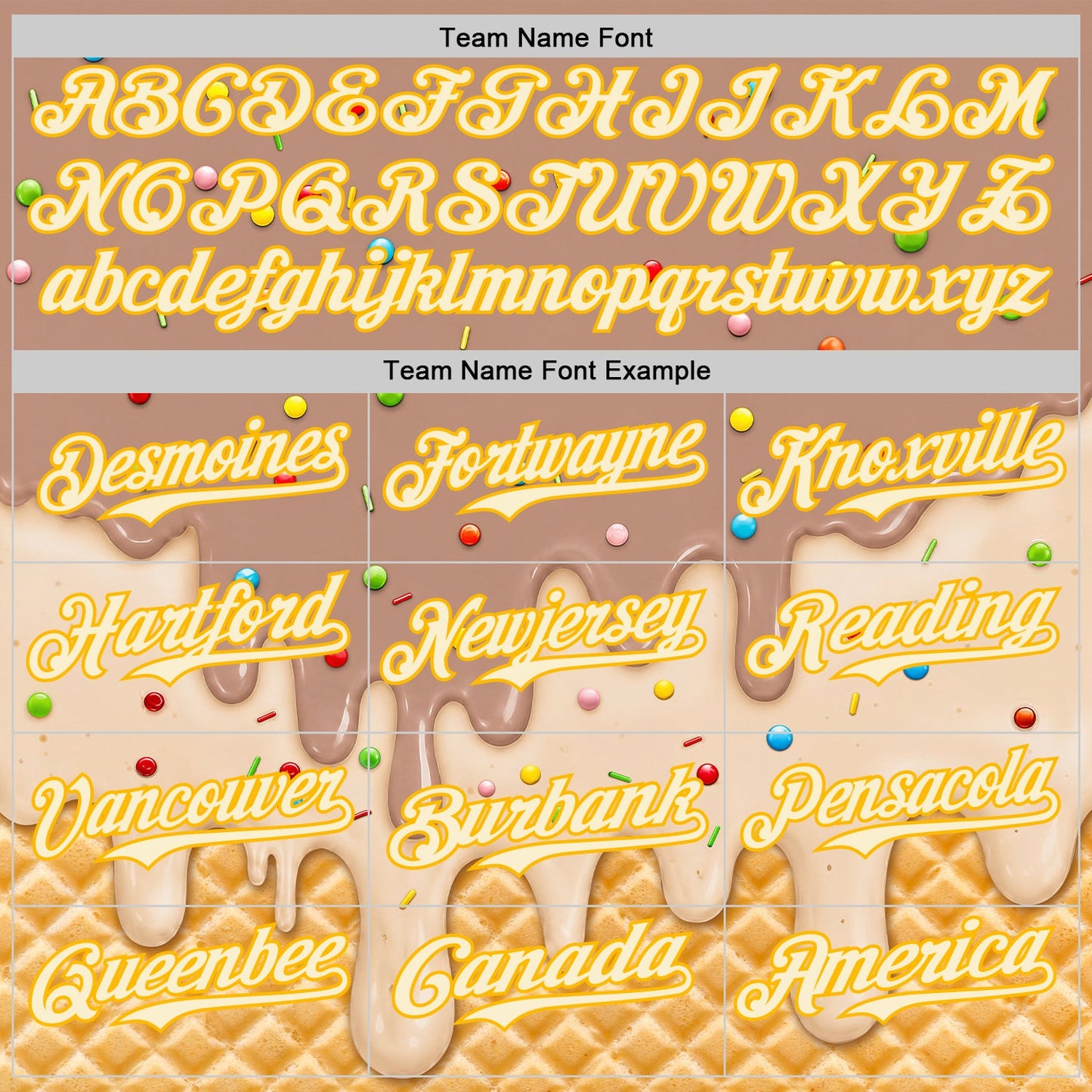 Custom Caramel Brown Cream-Gold Ice Cream Waffle Foodie Dessert Authentic Baseball Jersey view 5