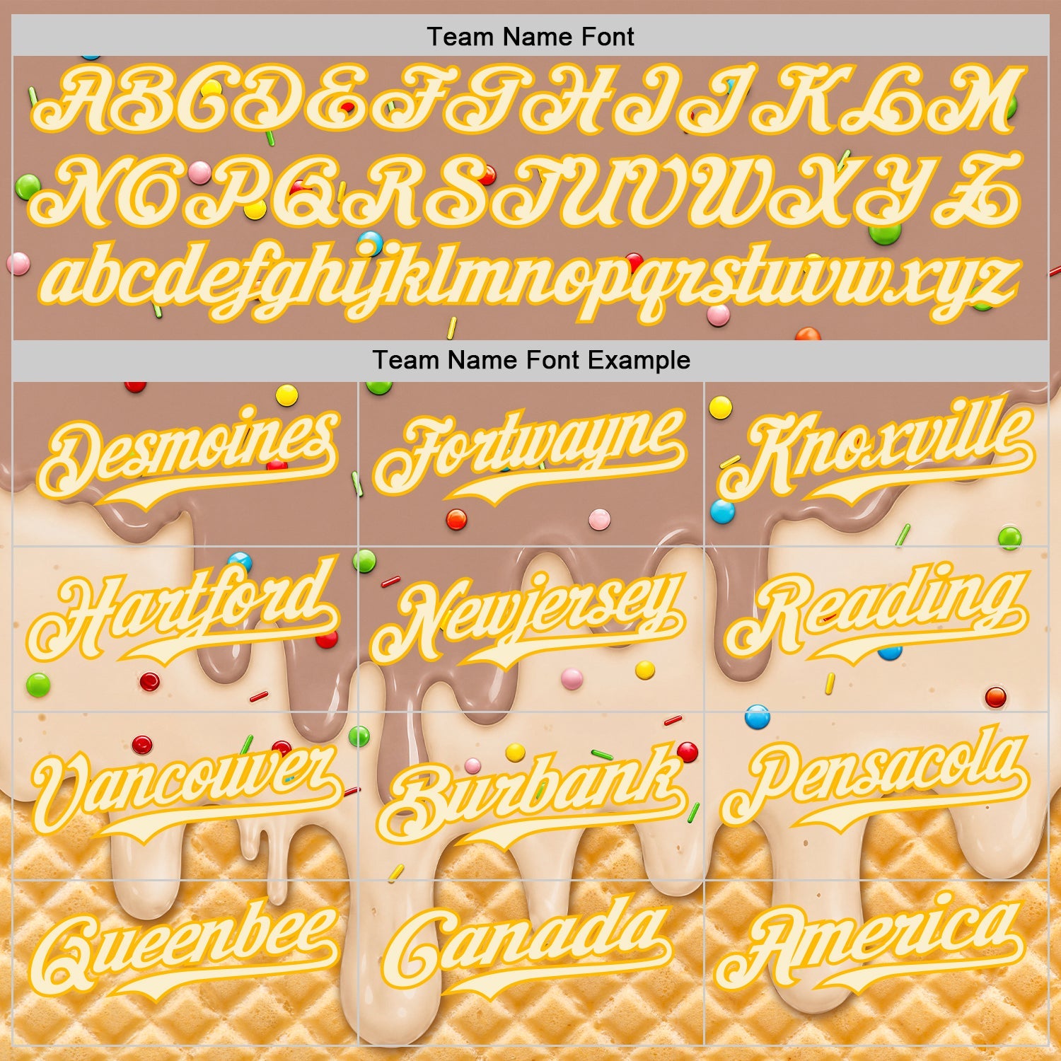 Custom Caramel Brown Cream-Gold Ice Cream Waffle Foodie Dessert Authentic Baseball Jersey view 5
