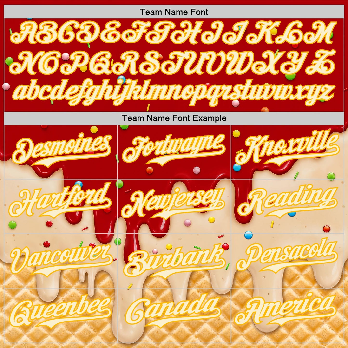 Custom Red Cream-Gold Ice Cream Waffle Foodie Dessert Authentic Baseball Jersey view 5