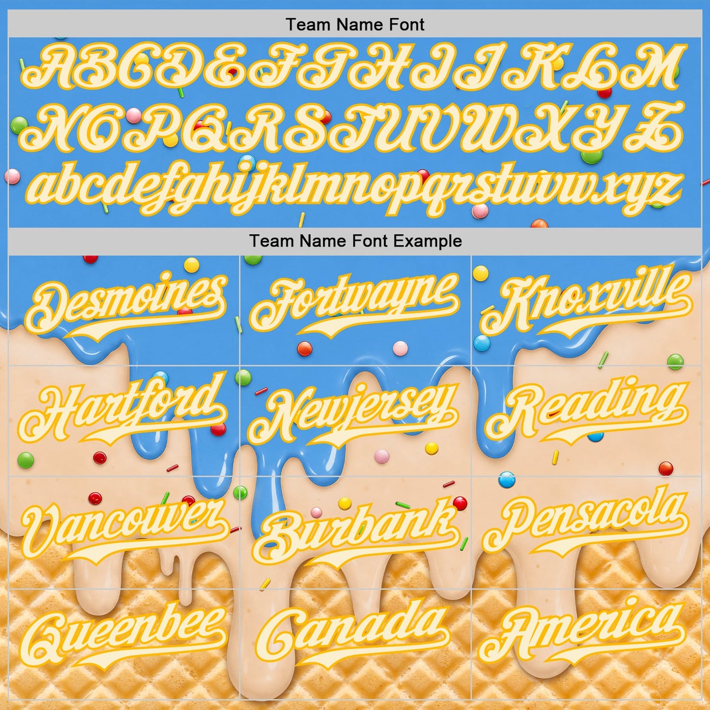 Custom Electric Blue Cream-Gold Ice Cream Waffle Foodie Dessert Authentic Baseball Jersey view 5