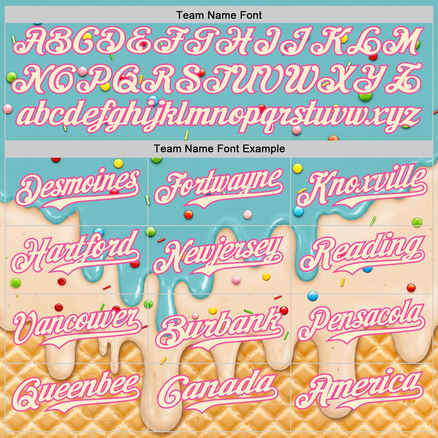 Custom Mint Aqua Cream-Pink Ice Cream Waffle Foodie Dessert Authentic Baseball Jersey view 5