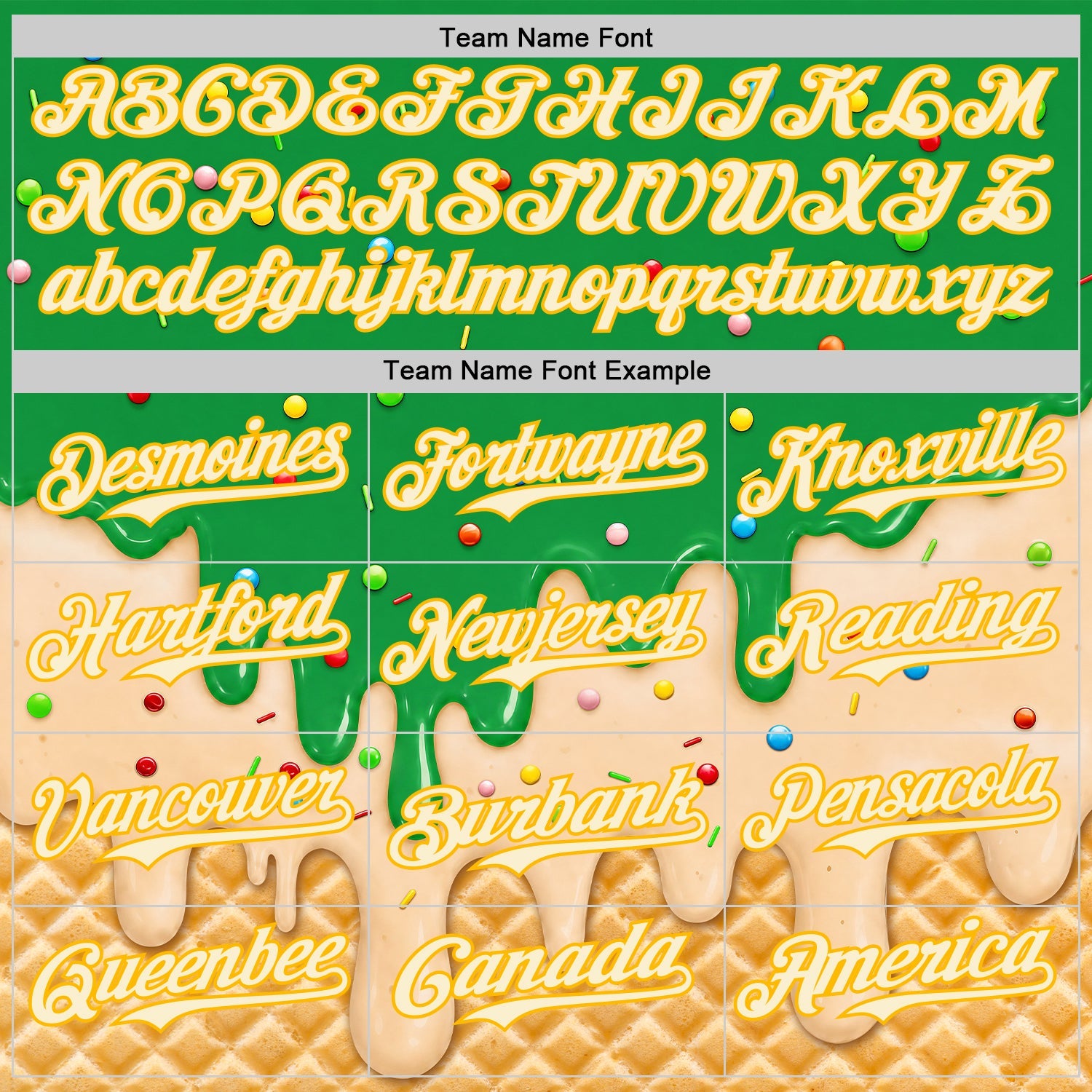 Custom Light Kelly Green Cream-Gold Ice Cream Waffle Foodie Dessert Authentic Baseball Jersey view 5