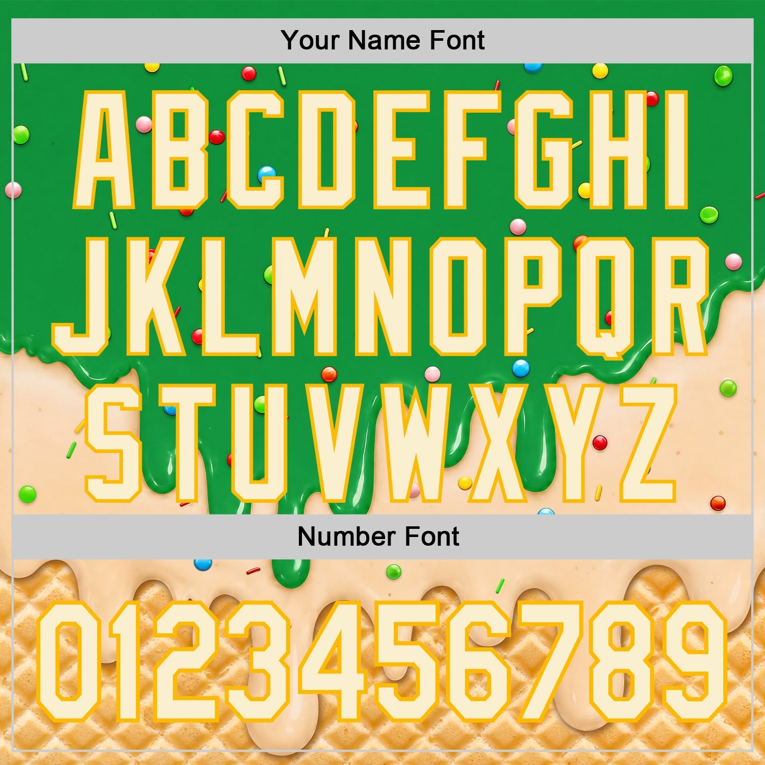 Custom Light Kelly Green Cream-Gold Ice Cream Waffle Foodie Dessert Authentic Baseball Jersey view 6