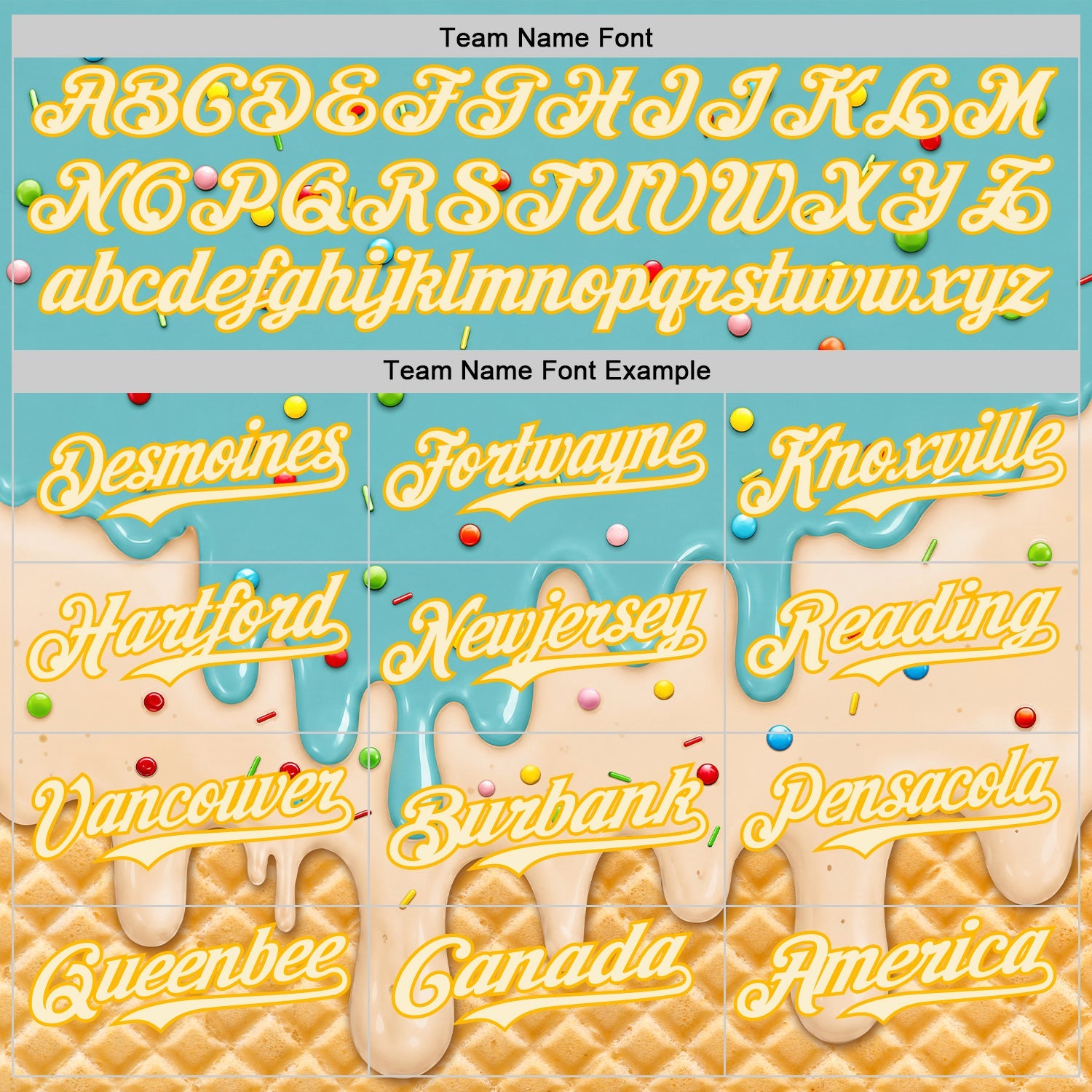 Custom Mint Aqua Cream-Gold Ice Cream Waffle Foodie Dessert Authentic Baseball Jersey view 5