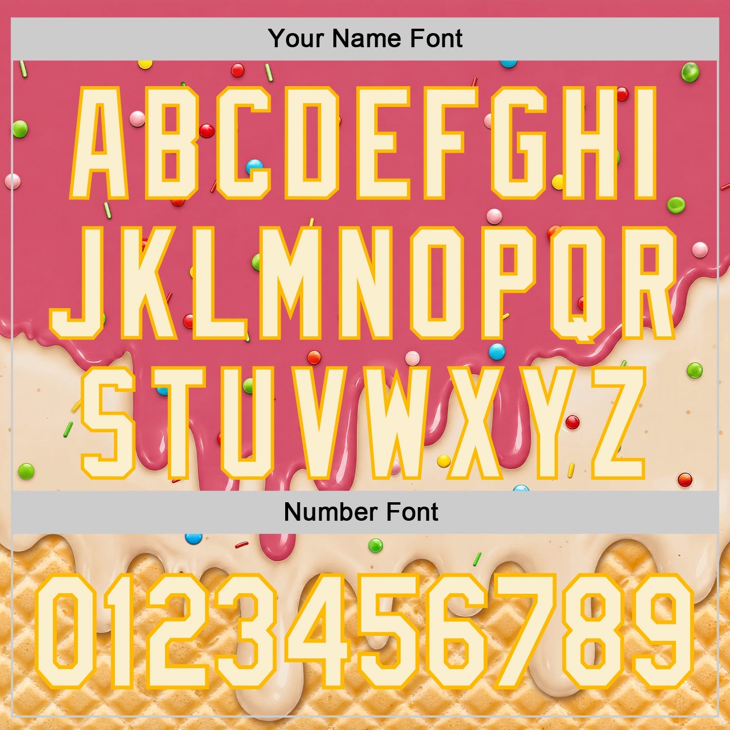 Custom Medium Red Cream-Gold Ice Cream Waffle Foodie Dessert Authentic Baseball Jersey view 6