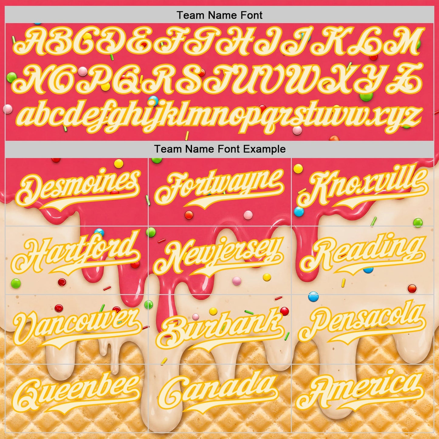 Custom Coral Red Cream-Gold Ice Cream Waffle Foodie Dessert Authentic Baseball Jersey view 5