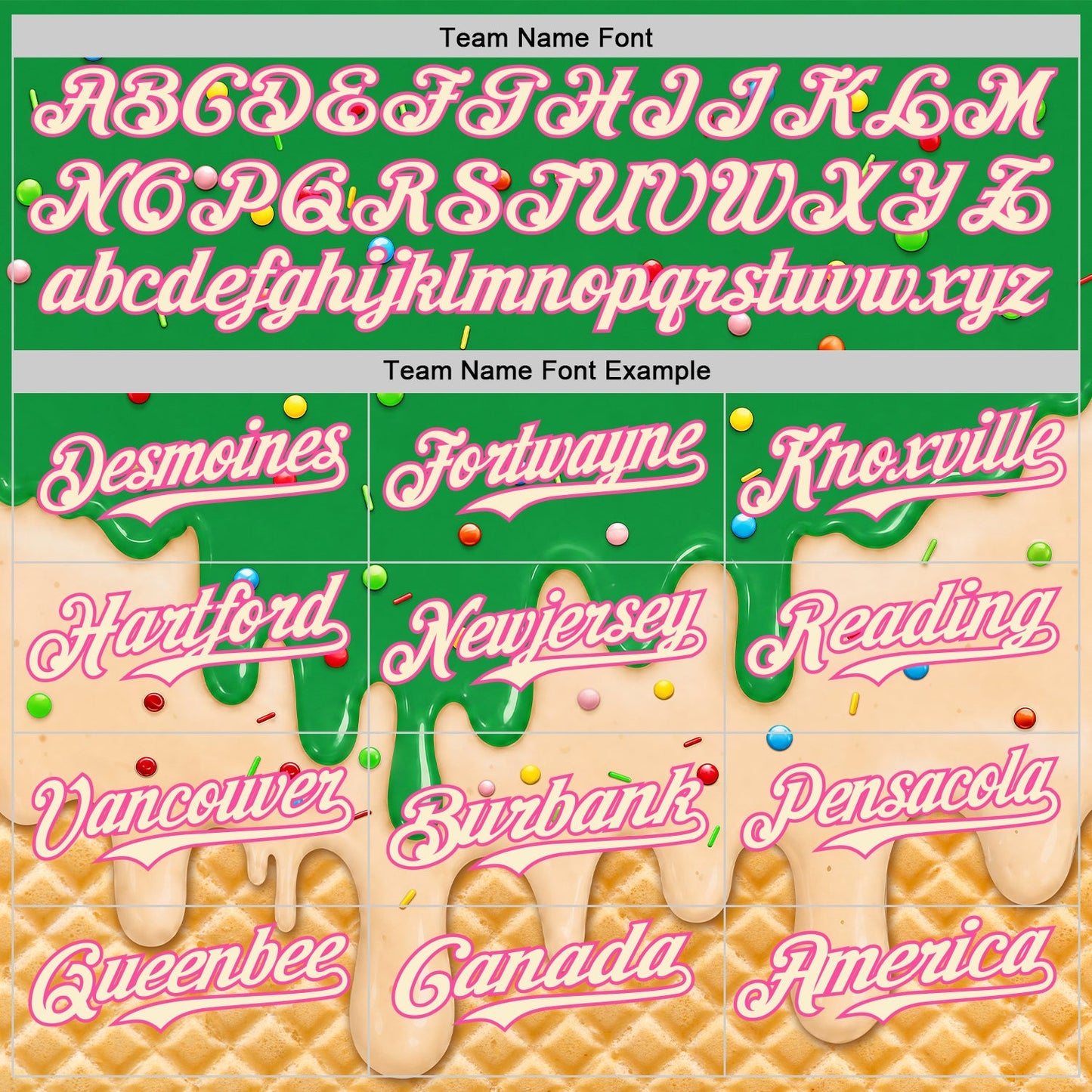 Custom Light Kelly Green Cream-Pink Ice Cream Waffle Foodie Dessert Authentic Baseball Jersey view 5