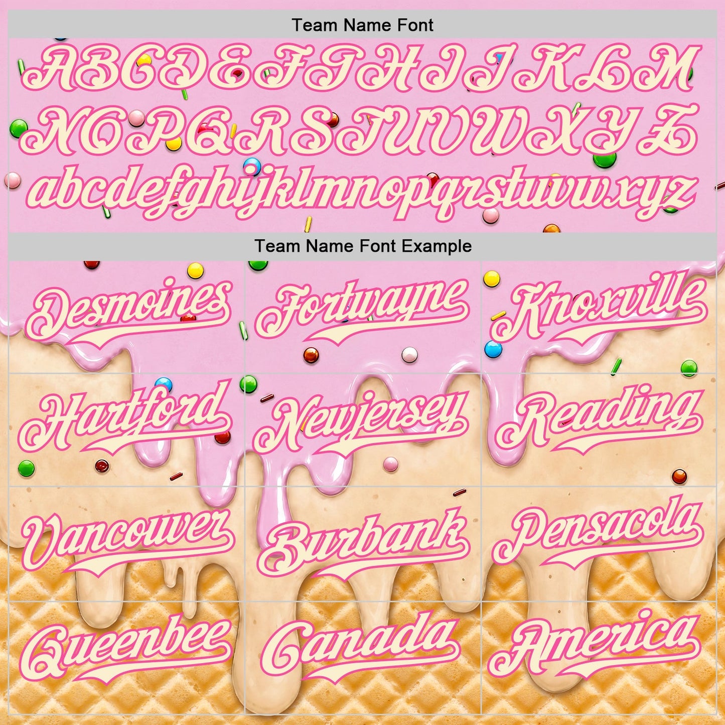 Custom Light Pink Cream-Pink Ice Cream Waffle Foodie Dessert Authentic Baseball Jersey view 5