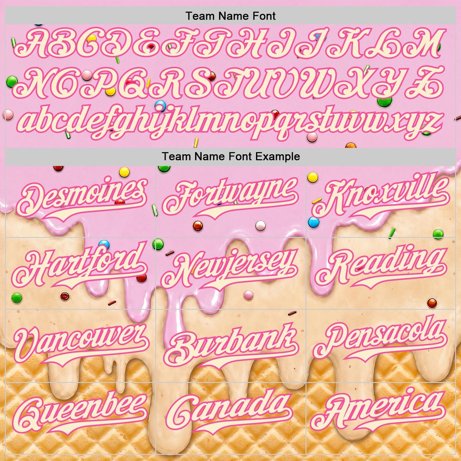 Custom Light Pink Cream-Pink Ice Cream Waffle Foodie Dessert Authentic Baseball Jersey view 5