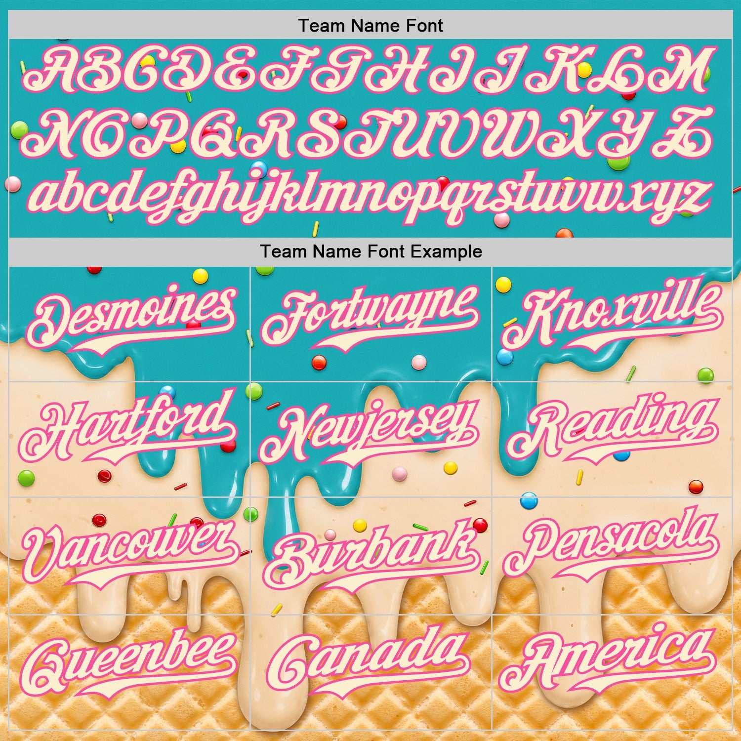 Custom Aqua Cream-Pink Ice Cream Waffle Foodie Dessert Authentic Baseball Jersey view 5