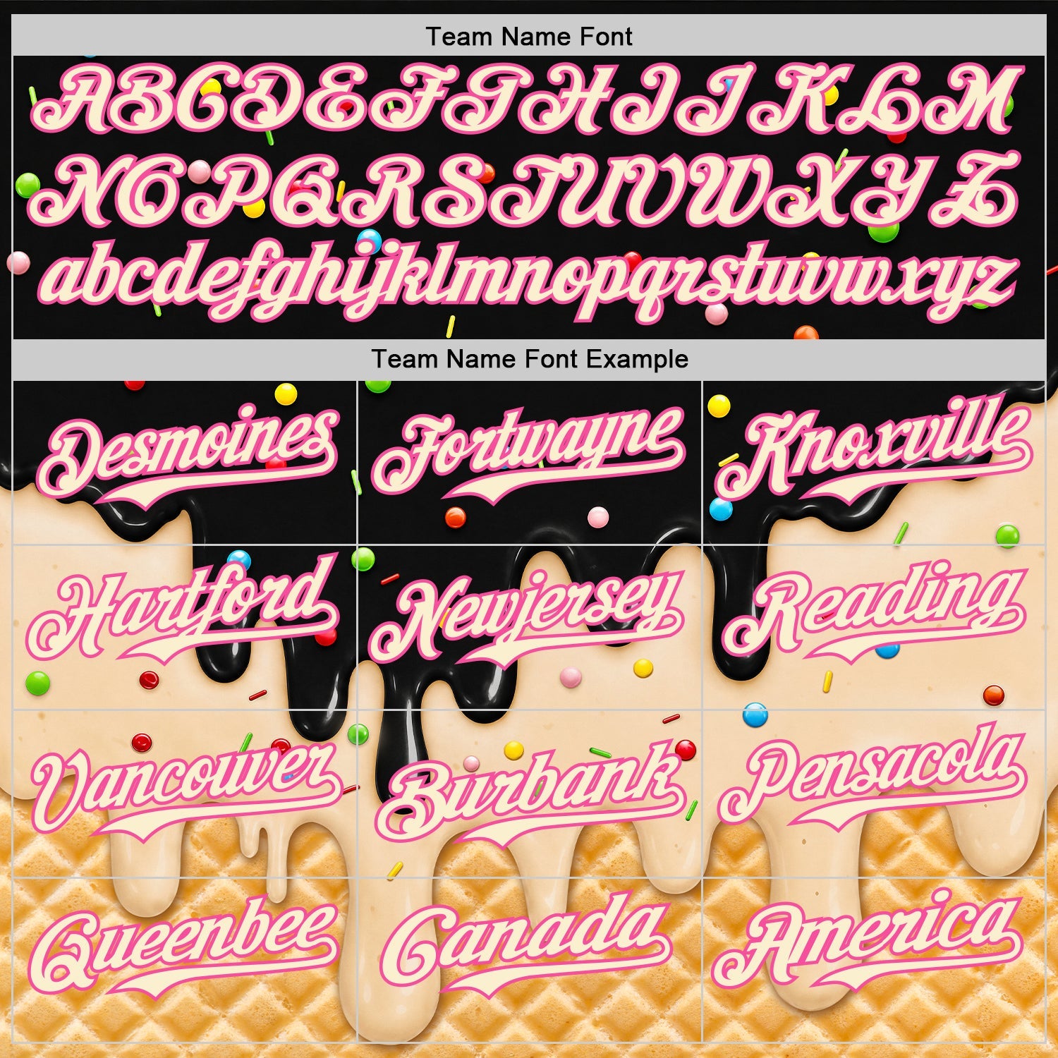 Custom Black Cream-Pink Ice Cream Waffle Foodie Dessert Authentic Baseball Jersey view 5