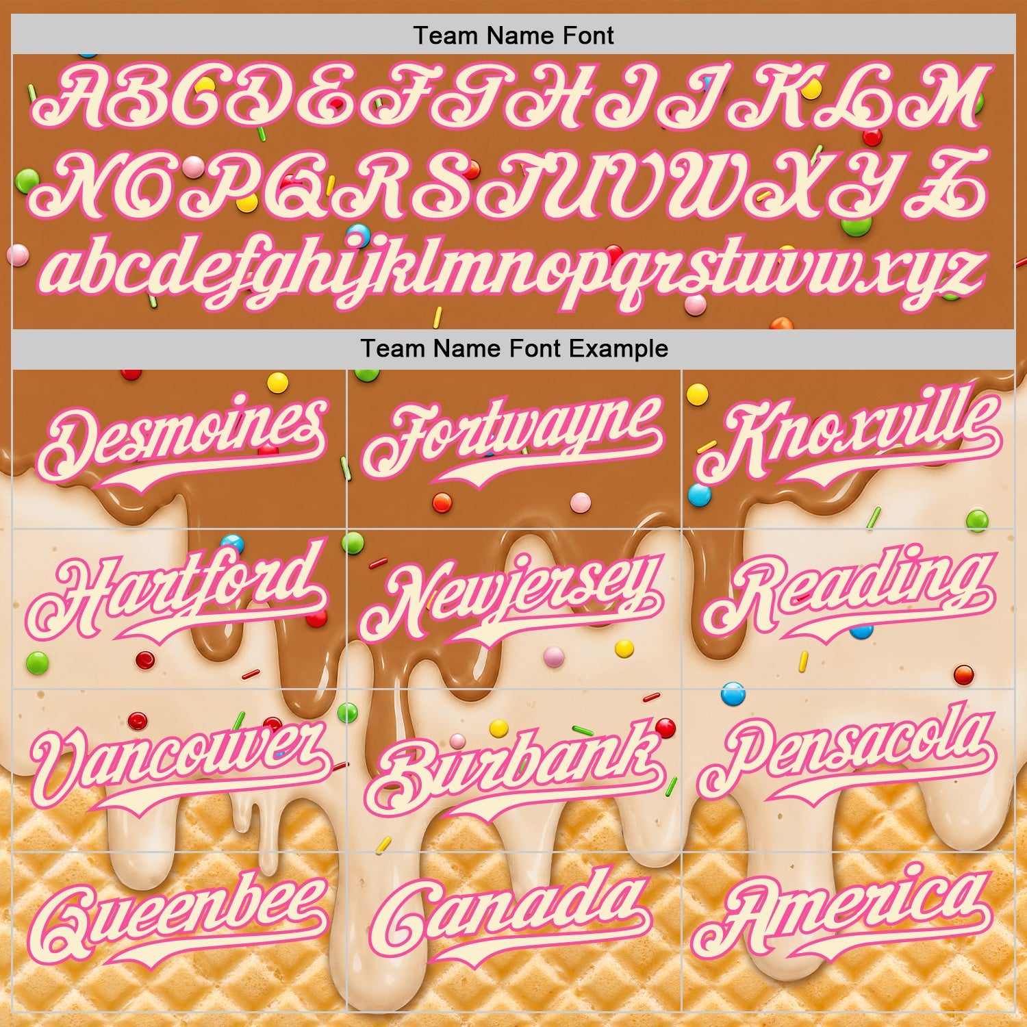 Custom Chocolate Brown Cream-Pink Ice Cream Waffle Foodie Dessert Authentic Baseball Jersey view 5