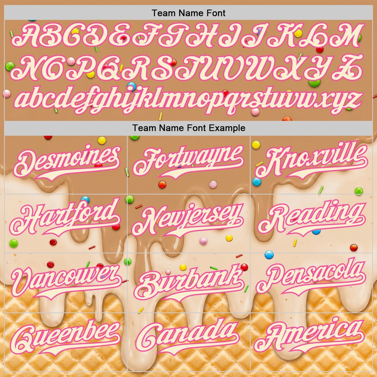 Custom Tan Cream-Pink Ice Cream Waffle Foodie Dessert Authentic Baseball Jersey view 5