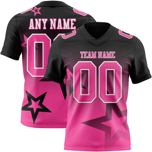 Custom Black Pink-White Authentic Star Gradient 7V7 Flag Football Jersey - Main View