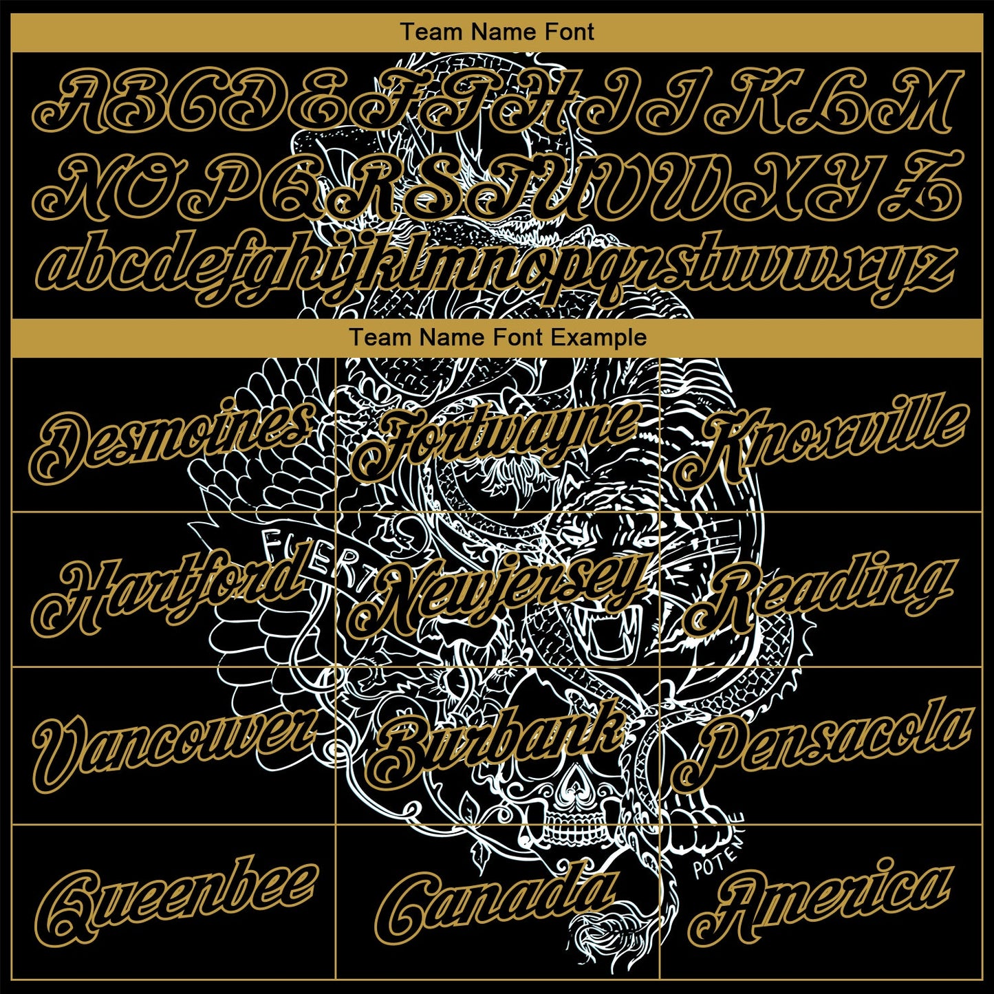 Custom Stitched Black Old Gold 3D Pattern Design Tiger And Skull Sports Pullover Sweatshirt Hoodie view 3