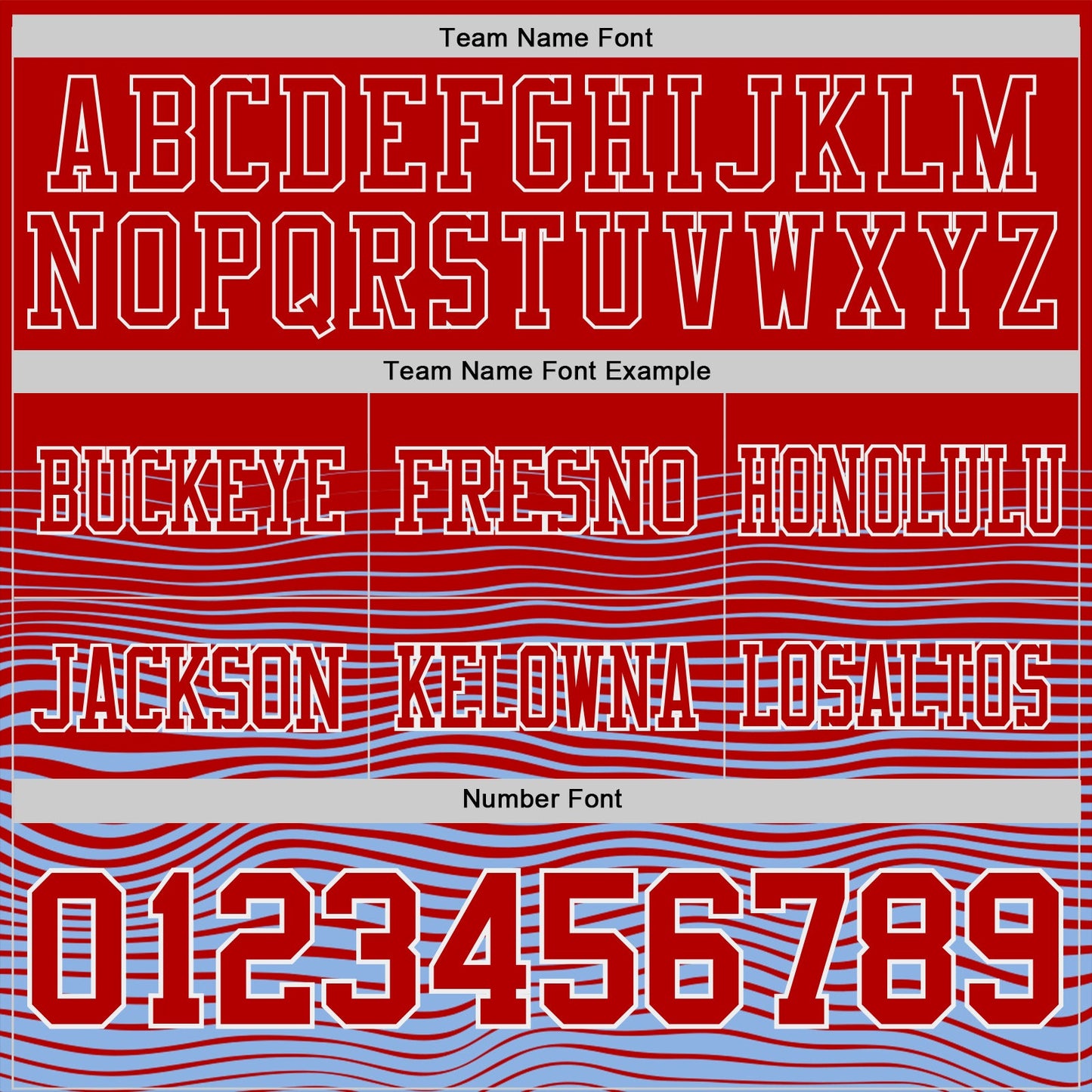 Custom Red Light Blue-White Authentic Fluid Wave Line Fade 7V7 Flag Football Jersey view 3