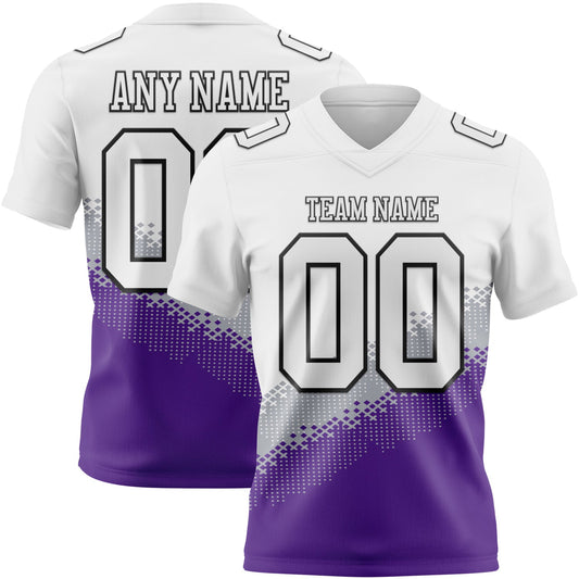 Custom White Gray Purple-Black Authentic Geometric Gradient 7V7 Flag Football Jersey - Main View