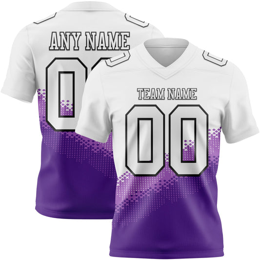 Custom White Medium Purple Purple-Black Authentic Geometric Gradient 7V7 Flag Football Jersey - Main View