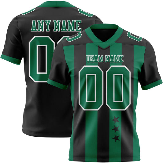 Custom Black Kelly Green-White Authentic Stars And Stripes 7V7 Flag Football Jersey - Main View