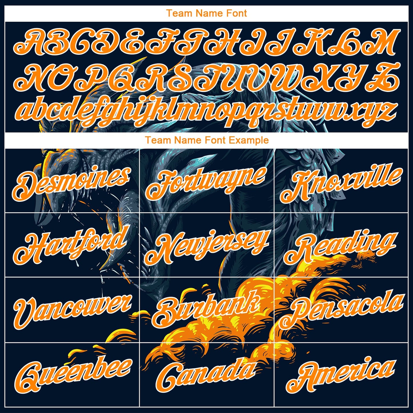 Custom Stitched Black Bay Orange-White 3D Pattern Design Fire Dragon Sports Pullover Sweatshirt Hoodie view 3