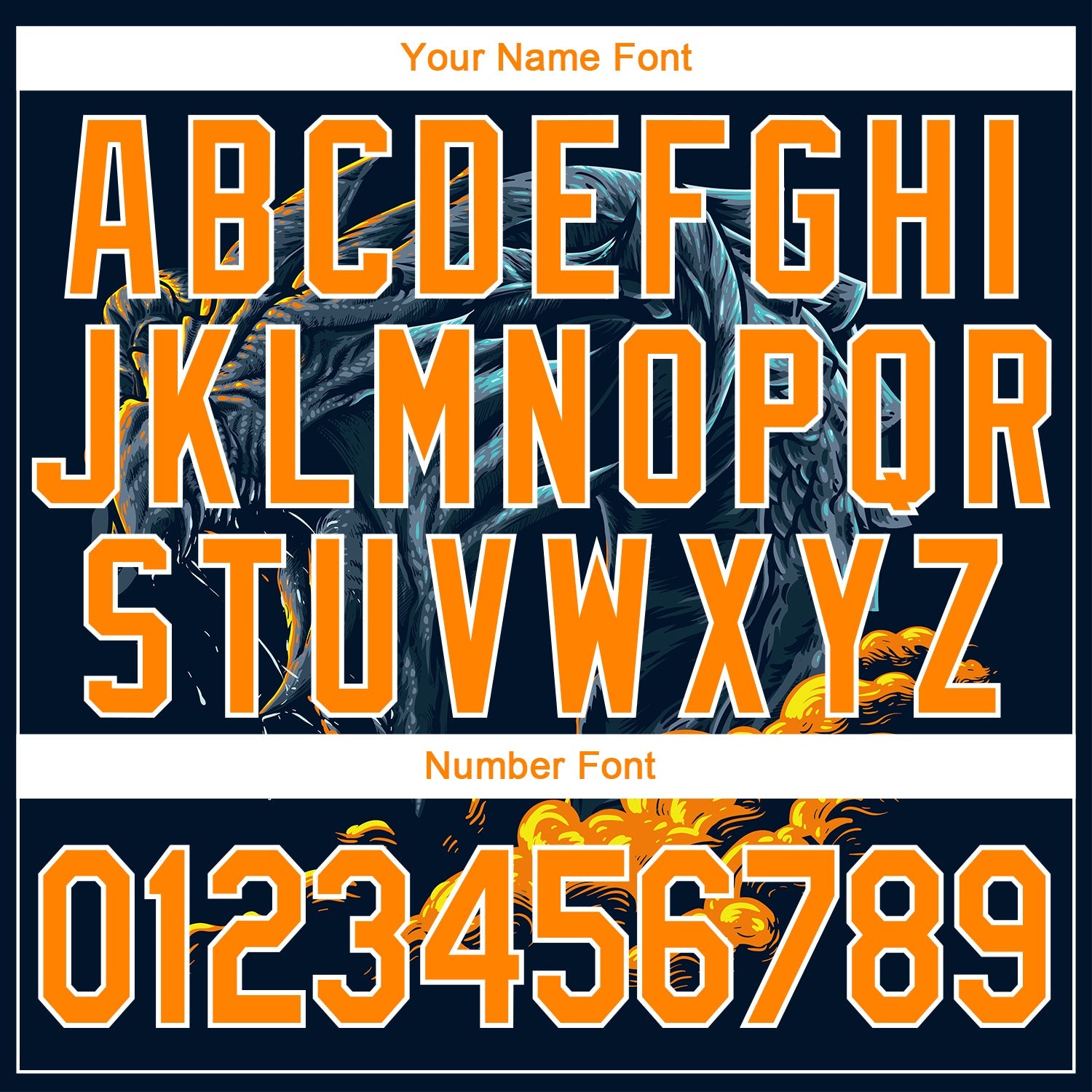 Custom Stitched Black Bay Orange-White 3D Pattern Design Fire Dragon Sports Pullover Sweatshirt Hoodie view 4